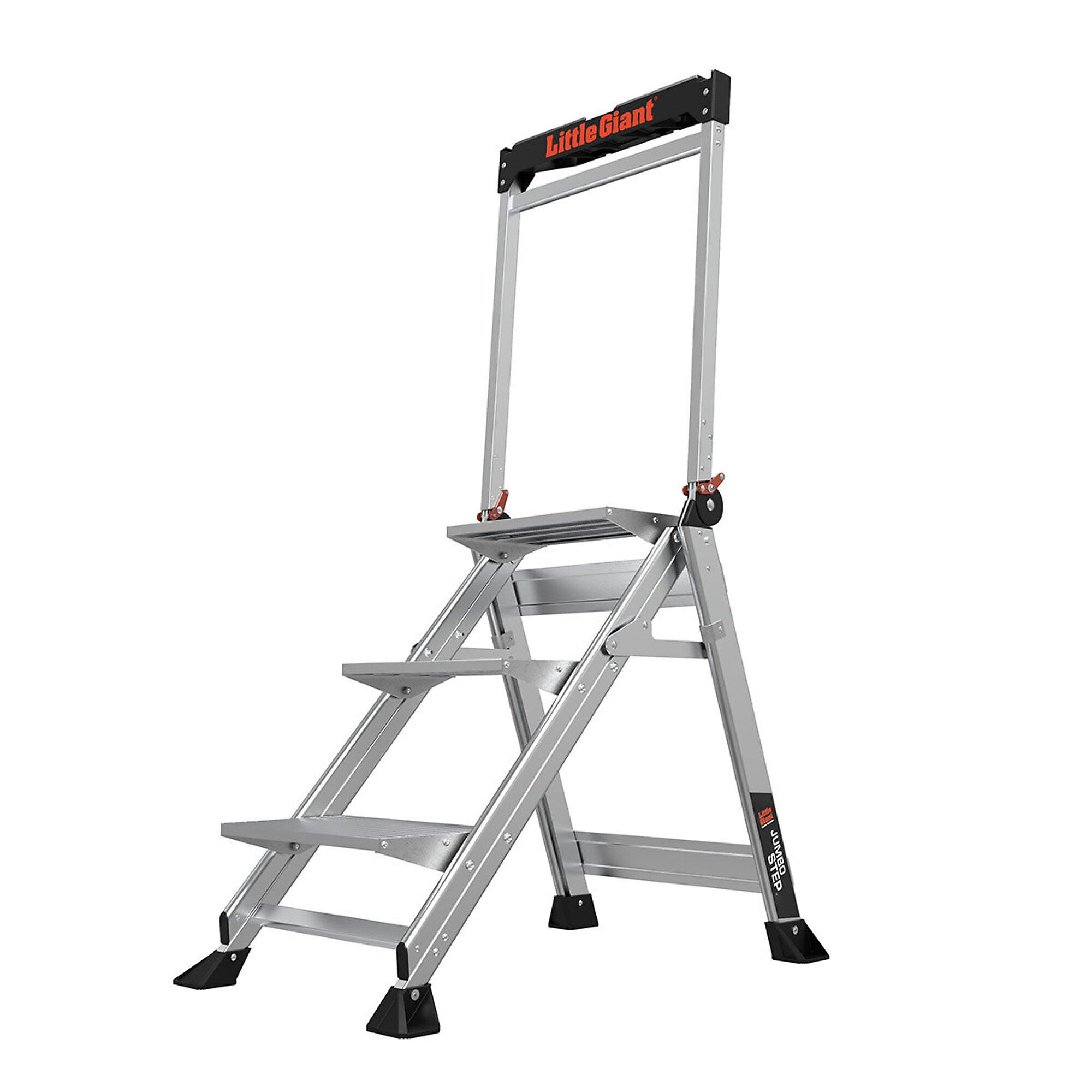 Little Giant Jumbo Step Stool - 3 Steps, 375-Lb. Capacity, Aluminum, Handrail, Model# 11903